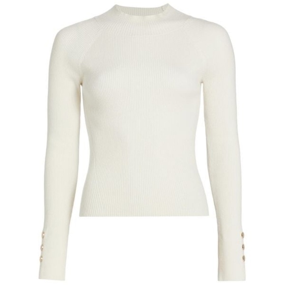 Derek Lam 10 Crosby Kassandra Rib-Knit Button-Cuff Sweater – Ivory – NWT - Picture 6 of 7